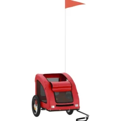 Remolque De Bicicleta Mascotas Hierro Tela Oxford Rojo