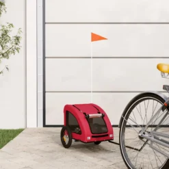 Remolque De Bicicleta Mascotas Hierro Tela Oxford Rojo