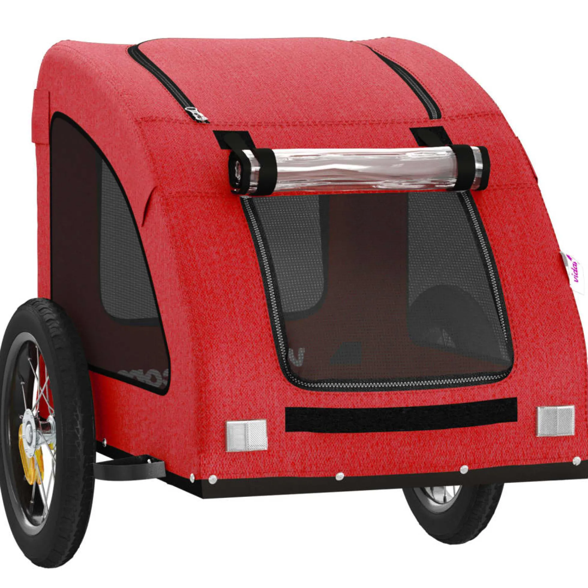 Remolque De Bicicleta Mascotas Hierro Tela Oxford Rojo