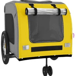Remolque De Bicicleta Mascotas Hierro Tela Oxford Amarillo Gris