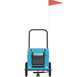 Remolque De Bicicleta Mascotas Hierro Tela Oxford Azul