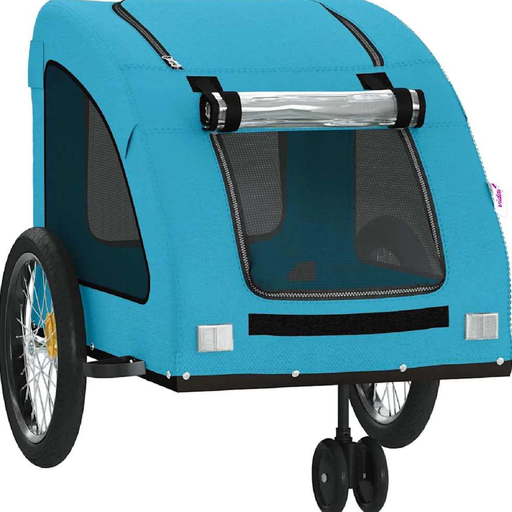 Remolque De Bicicleta Mascotas Hierro Tela Oxford Azul