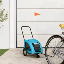 Remolque De Bicicleta Mascotas Hierro Tela Oxford Azul