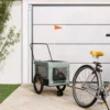 Remolque De Bicicleta Mascotas Hierro Tela Oxford Gris Negro