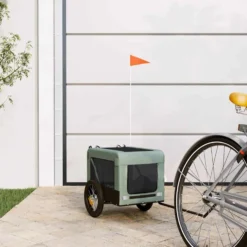 Remolque De Bicicleta Mascotas Hierro Tela Oxford Gris Negro