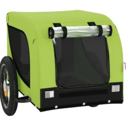 Remolque De Bicicleta Mascotas Hierro Tela Oxford Verde Negro