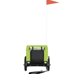 Remolque De Bicicleta Mascotas Hierro Tela Oxford Verde Negro