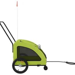 Remolque De Bicicleta Mascotas Hierro Tela Oxford Verde