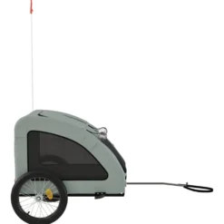 Remolque De Bicicleta Mascotas Hierro Tela Oxford Gris