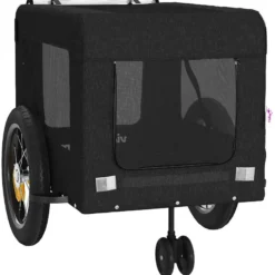 Remolque De Bicicleta Mascotas Hierro Tela Oxford Negro