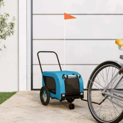 Remolque De Bicicleta Mascotas Hierro Tela Oxford Azul Negro
