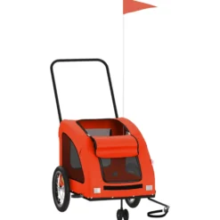 Remolque De Bicicleta Mascotas Hierro Tela Oxford Naranja