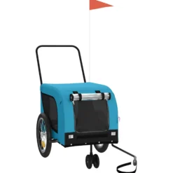 Remolque De Bicicleta Mascotas Hierro Tela Oxford Azul Negro