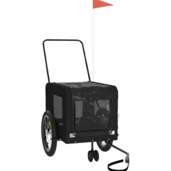 Remolque De Bicicleta Mascotas Hierro Tela Oxford Negro