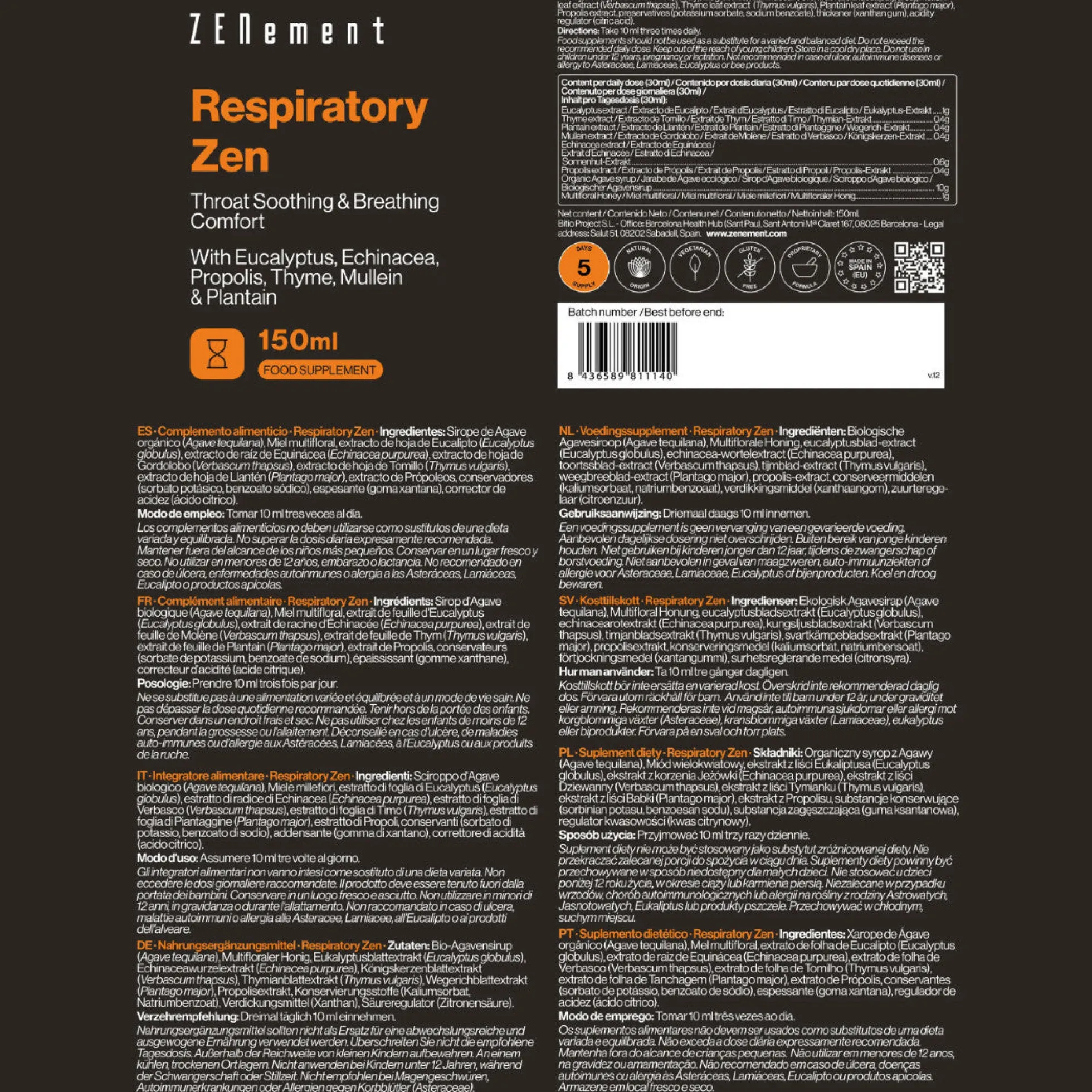 RespiratoryZen Zenement 150 ml