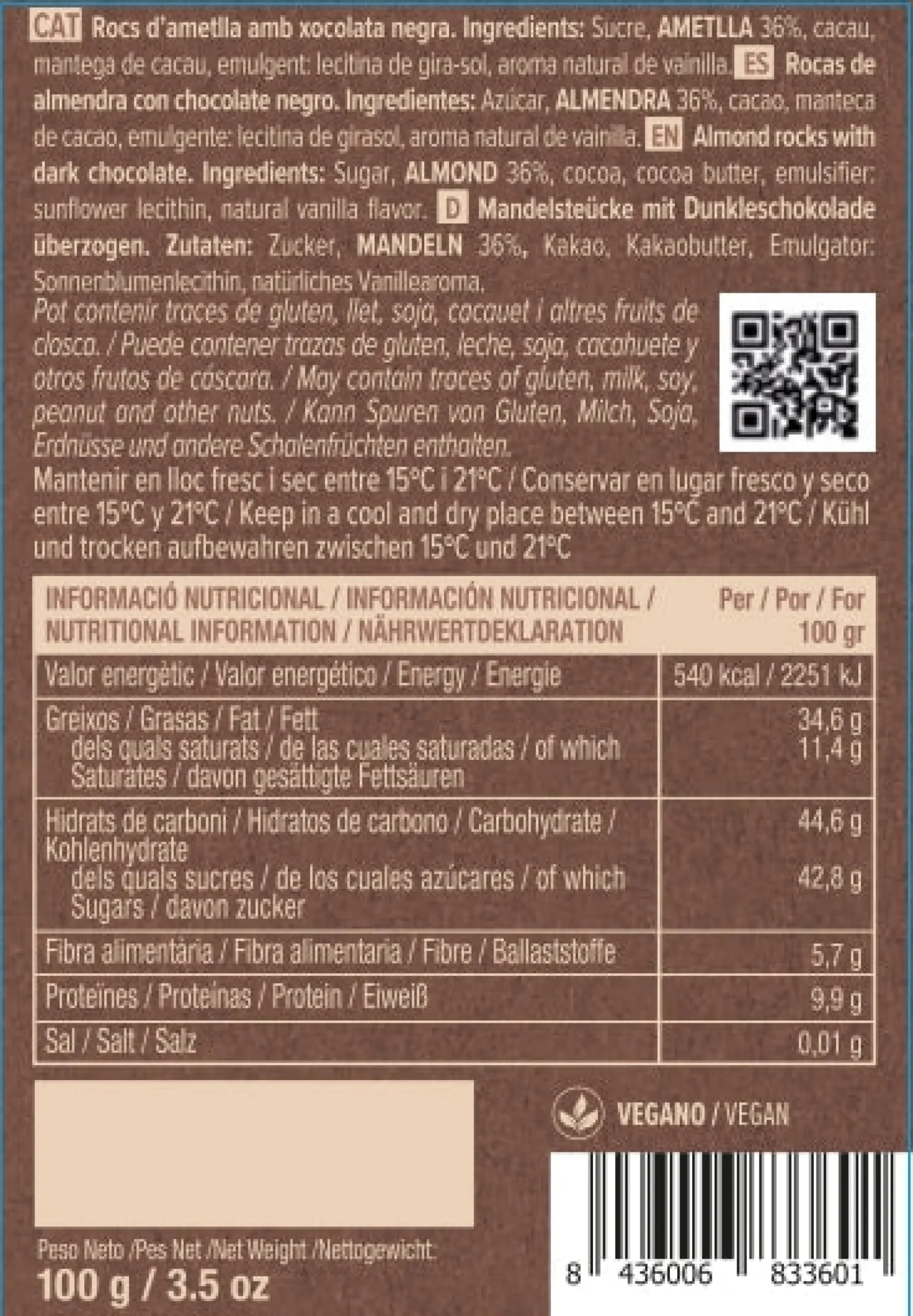 Rocs de Almendra con Chocolate Negro Blanxart 100 g
