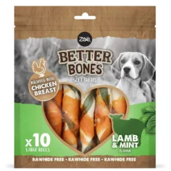 Rolls grandes envueltos en pollo para perros Cordero ZOË 12,5cm, 10 pcs