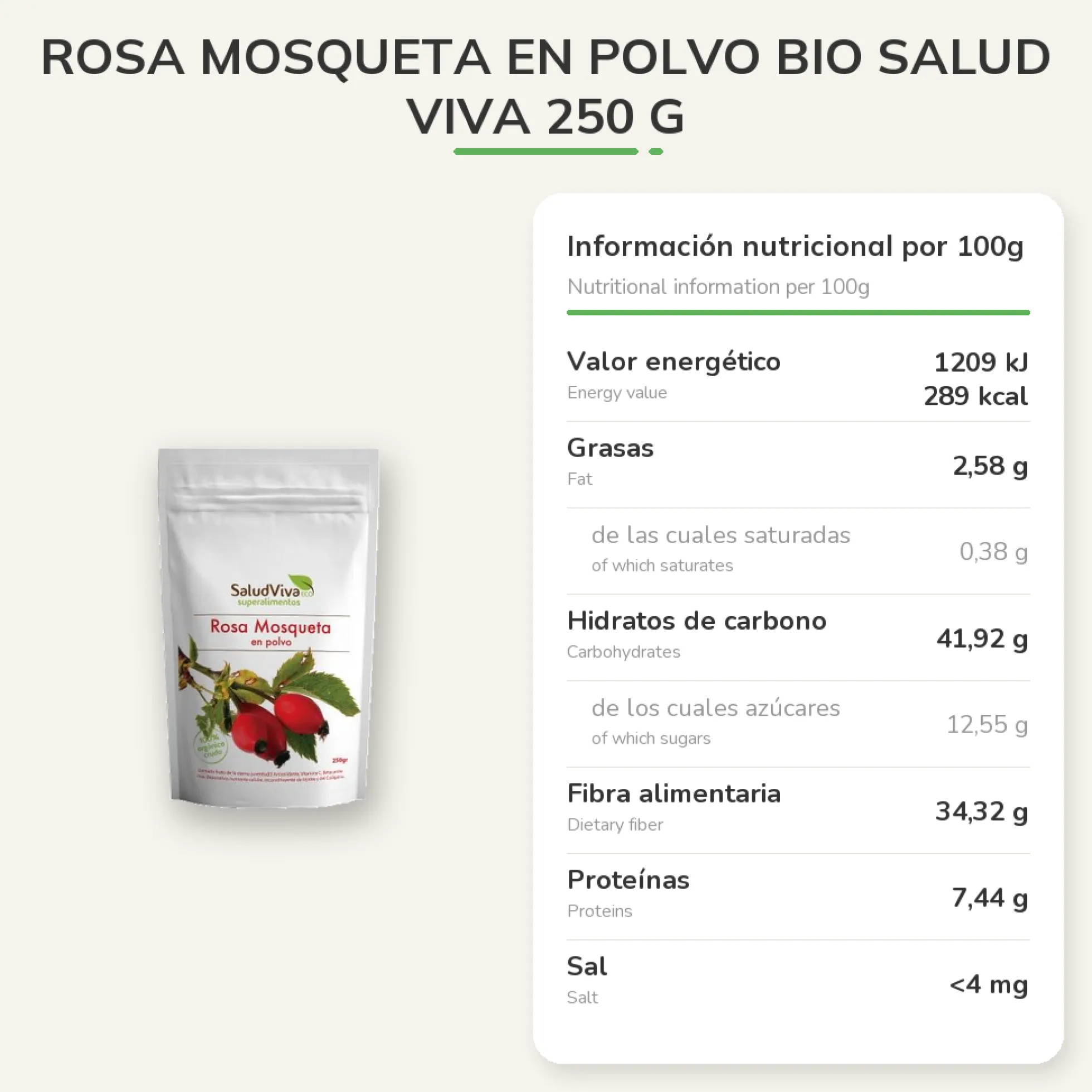 Rosa mosqueta en polvo BIO Salud Viva 250 g