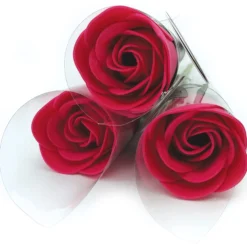 3 Rosas Con Pétalos De Jabón Aromático Para Baño Relax (fucsia) - Regalo Original Para Días Especiales - Aroma Atalcado