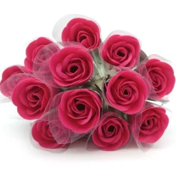 12 Rosas De Jabón Para Baño Aromático Y Relajante (fucsia) - Regalo Original Para Días Especiales - Aroma Atalcado
