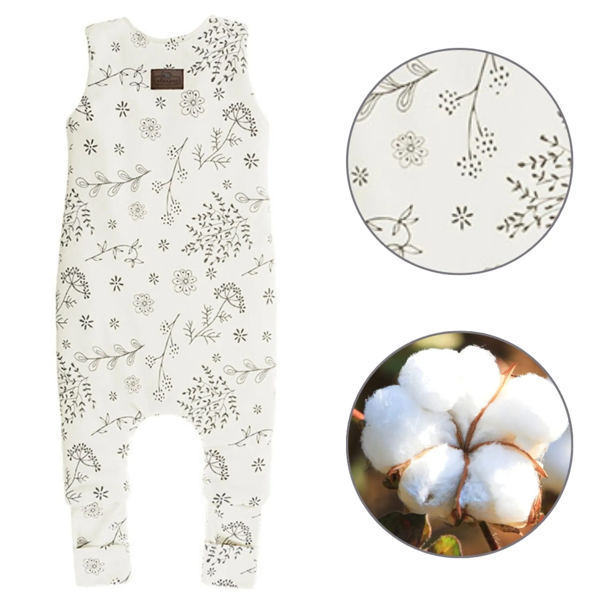 Saco De Dormir Con Pies Reversible T-s Jersey Algodón Black Dots