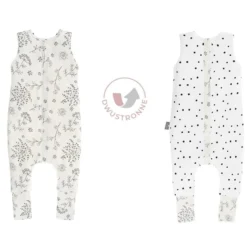 Saco De Dormir Con Pies Reversible T-s Jersey Algodón Black Dots