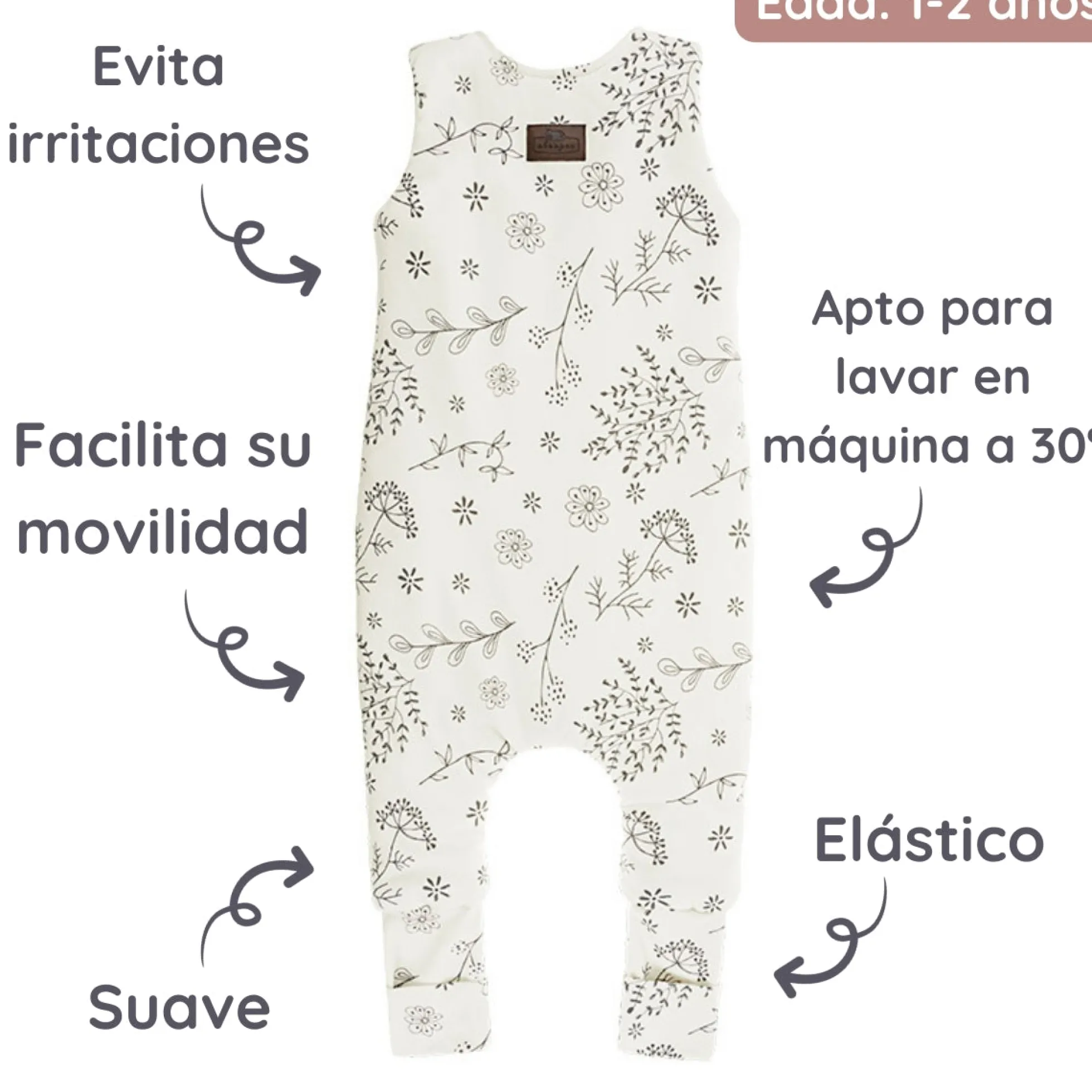 Saco De Dormir Con Pies Reversible T-m Jersey Algodón Black Dots-bloom