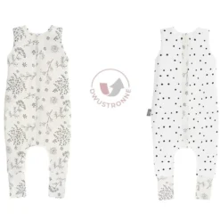 Saco De Dormir Con Pies Reversible T-m Jersey Algodón Black Dots-bloom