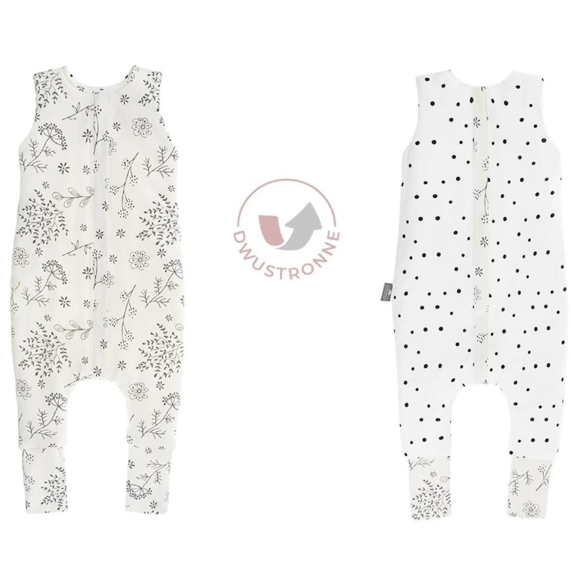 Saco De Dormir Con Pies Reversible T-m Jersey Algodón Black Dots-bloom