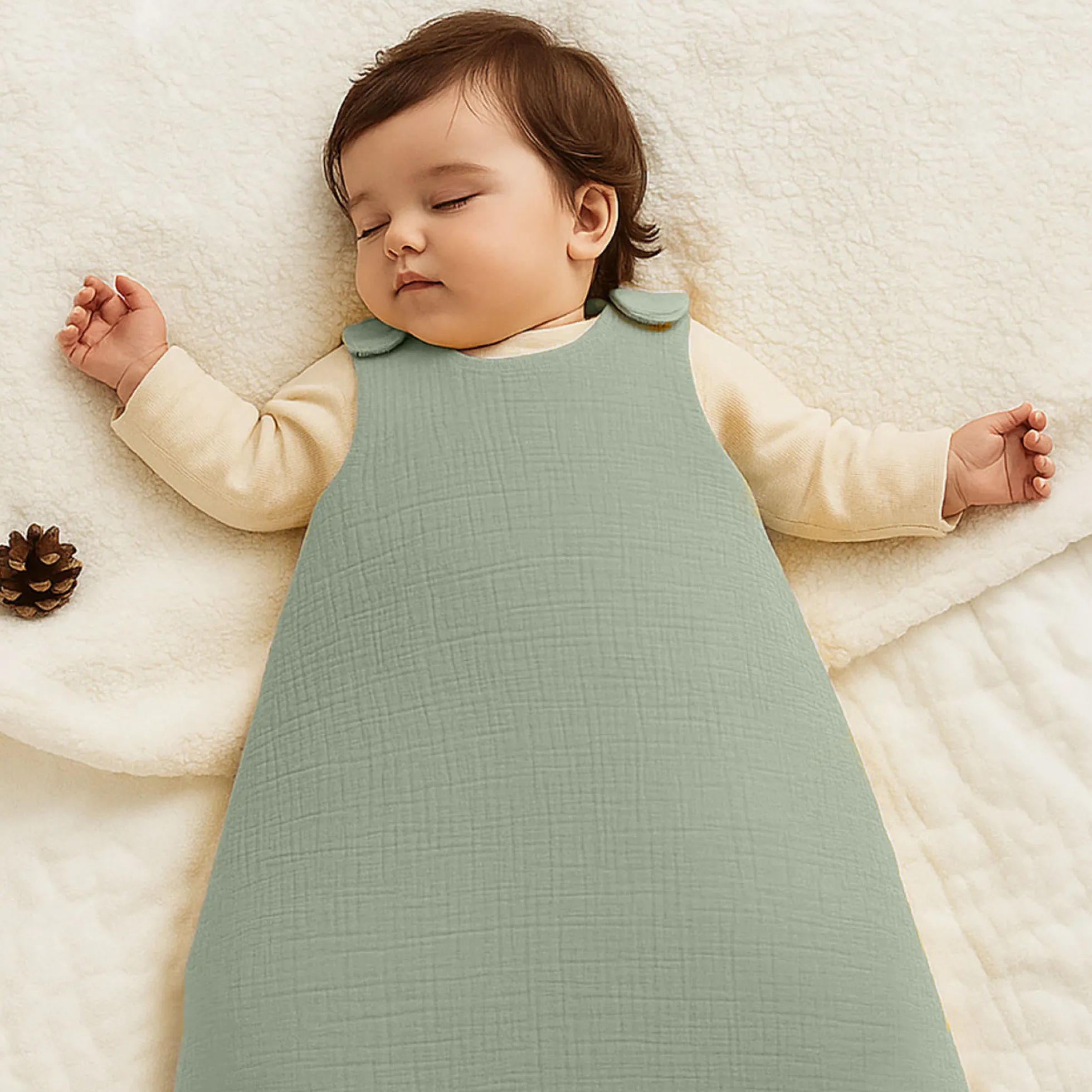 Saco De Dormir De Invierno De Algodón Orgánico Verde