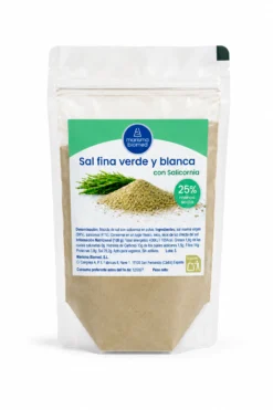 Sal Fina Verde Y Blanca | Salicornia Y Sal Marina Virgen Bio | 25% Menos Sodio 50 g