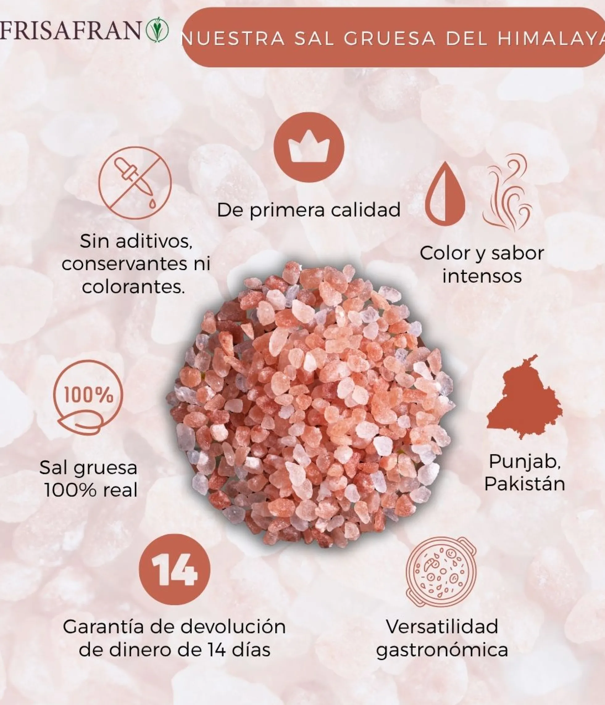 Sal Rosa Del Himalaya Gruesa - Calidad Y Sabor | Frisafran 100 G