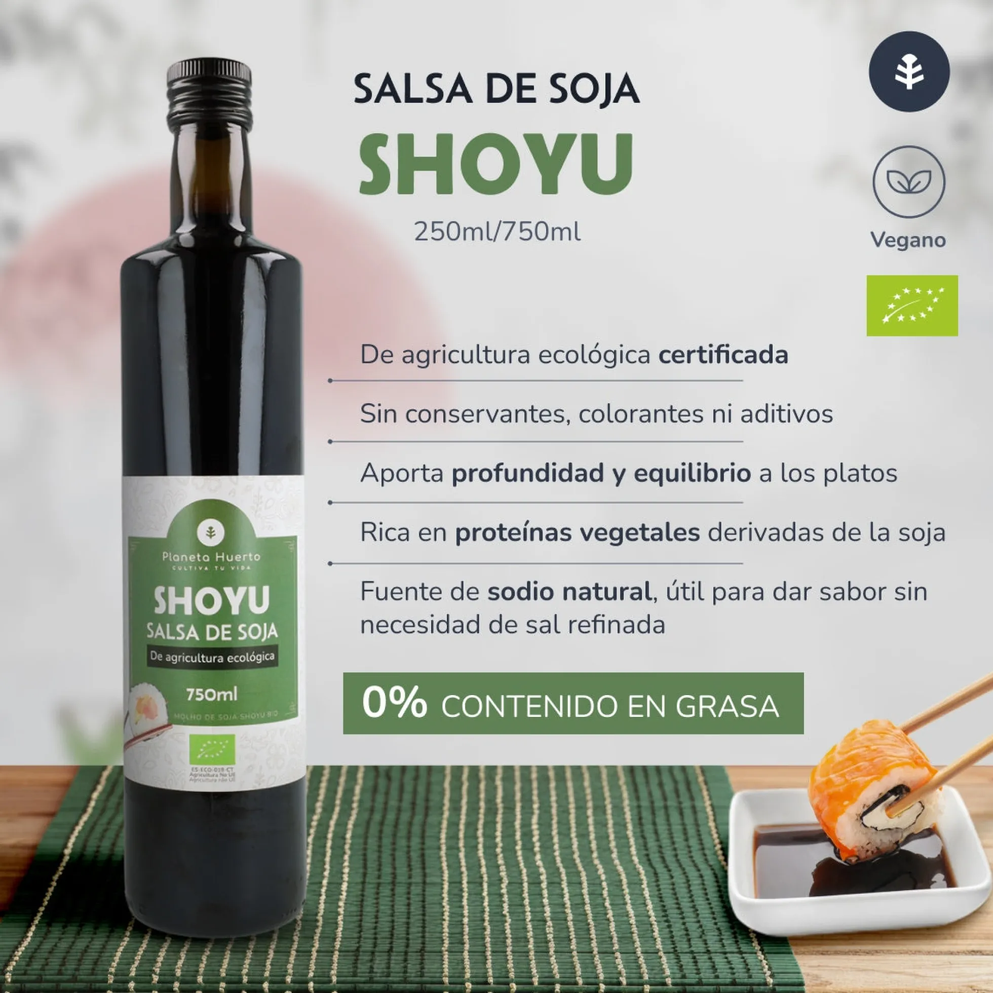 Salsa de soja Shoyu ECO Planeta Huerto 250 ml