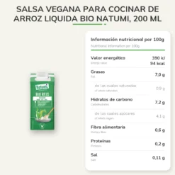 Salsa Vegana para cocinar de Arroz Liquida Bio Natumi, 200 ml