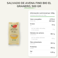 Salvado de Avena Fino Bio El Granero, 500 Gr