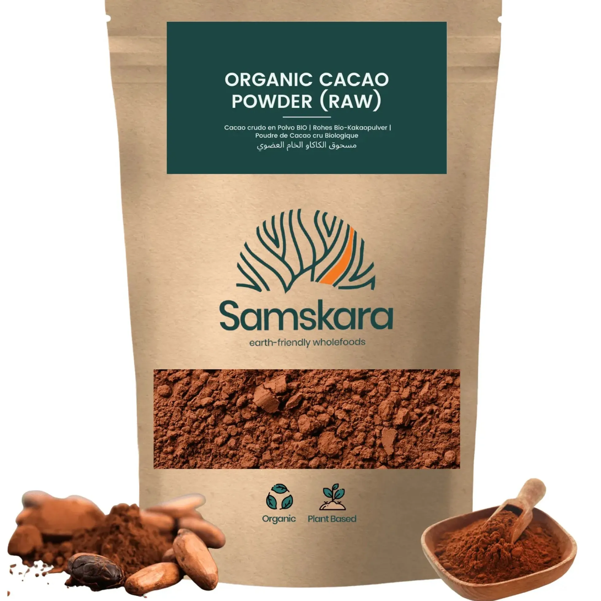 Samskara Cacao Crudo (raw) Ecológico En Polvo, Natural Sin Alcalinizar, Origen Perú, Sabor Intenso Y Afrutado | 1 kg