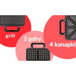 Sandwichera 3 En 1, Gofrera Belga, Grill-plancha, Bandejas Intercambiables, Placas Antiadherentes Mpm Mop-43m 1000w