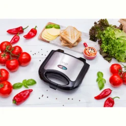 Sandwichera, 2 Sandwiches, Placas Antiadherentes, Tostado Perfecto, Acero Inoxidable, Compacta Adler Ad3015 850w
