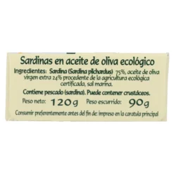 Sardinas en aceite de oliva ecológico en Lata Pan do Mar 120g