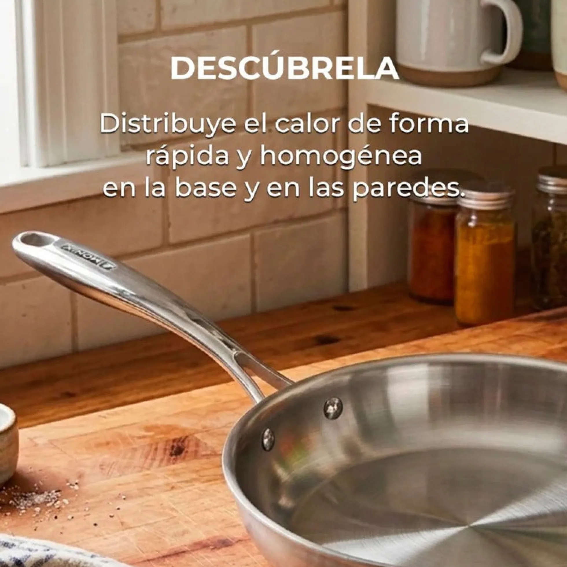 Sartén 26CM PlanetInox Acero Inoxidable Tri-ply 3 Capas Monix