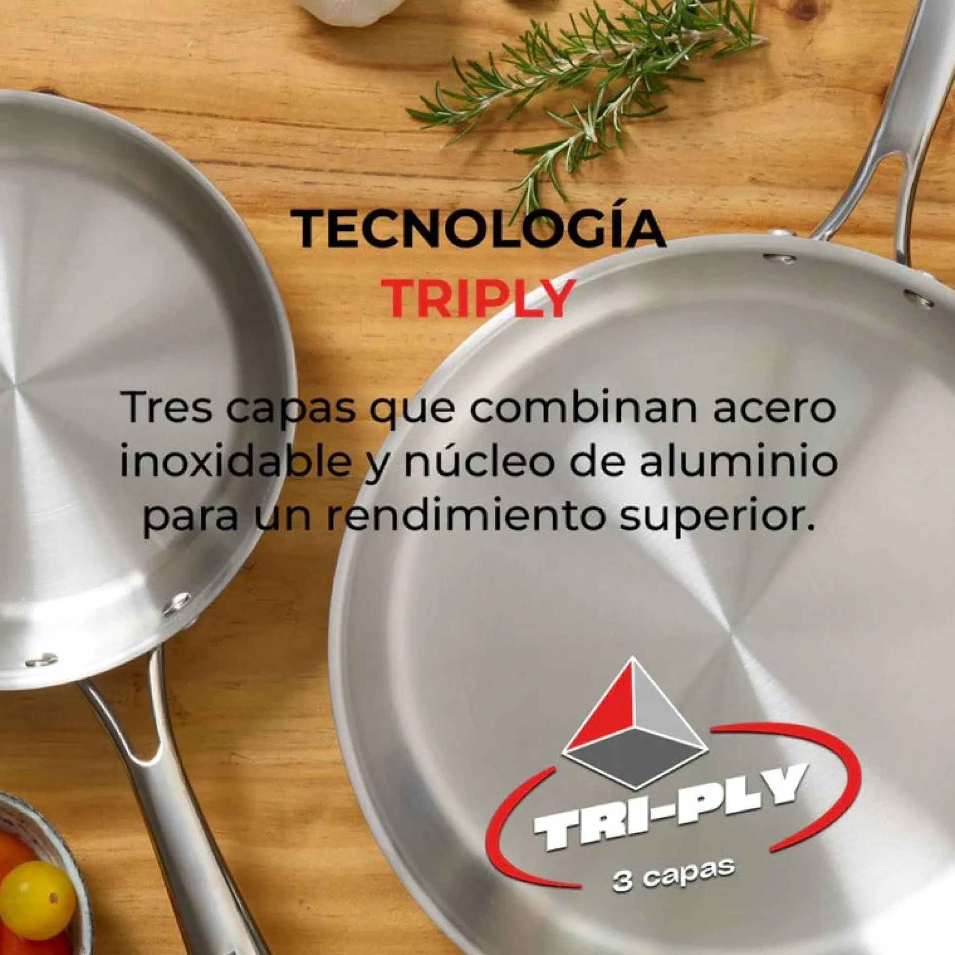 Sartén 26CM PlanetInox Acero Inoxidable Tri-ply 3 Capas Monix