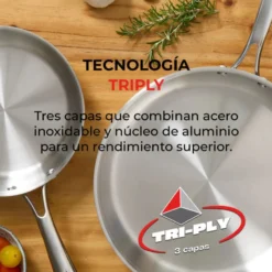 Sartén 28CM PlanetInox Acero Inoxidable Tri-ply 3 Capas Monix