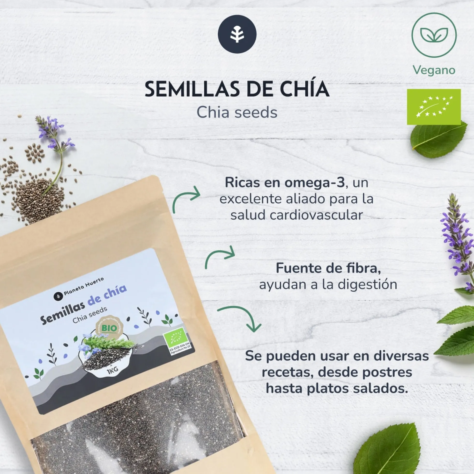 Semillas chía ECO Planeta Huerto 1 kg