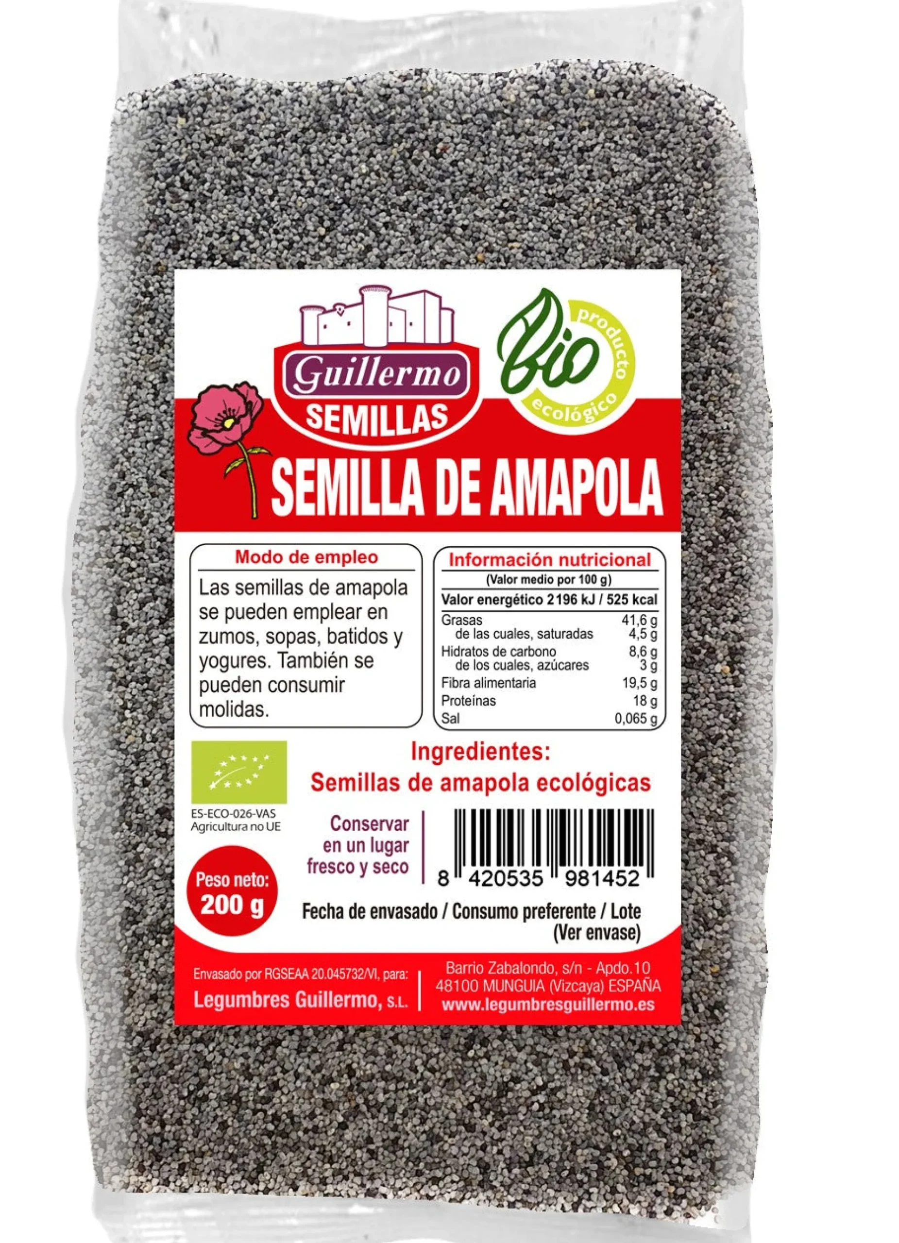 Semillas De Amapola Bio - 200 G