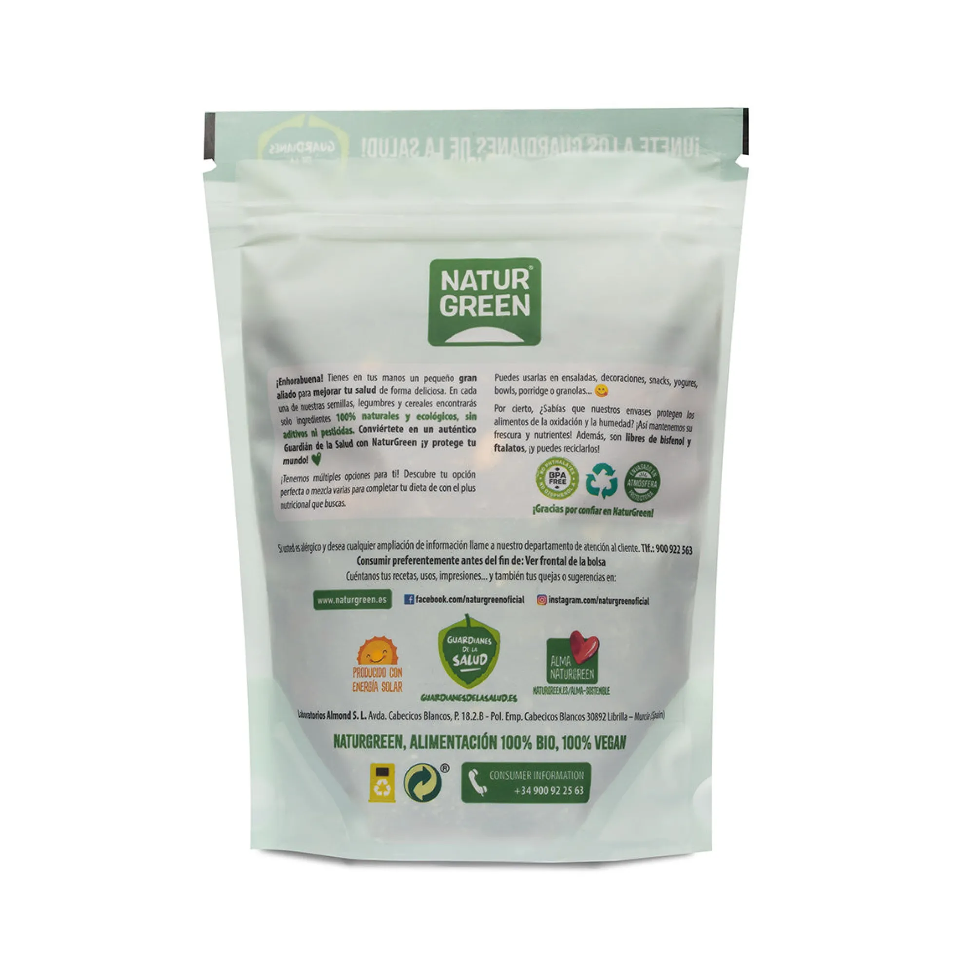 Semillas de calabaza bio Naturgreen 350 g
