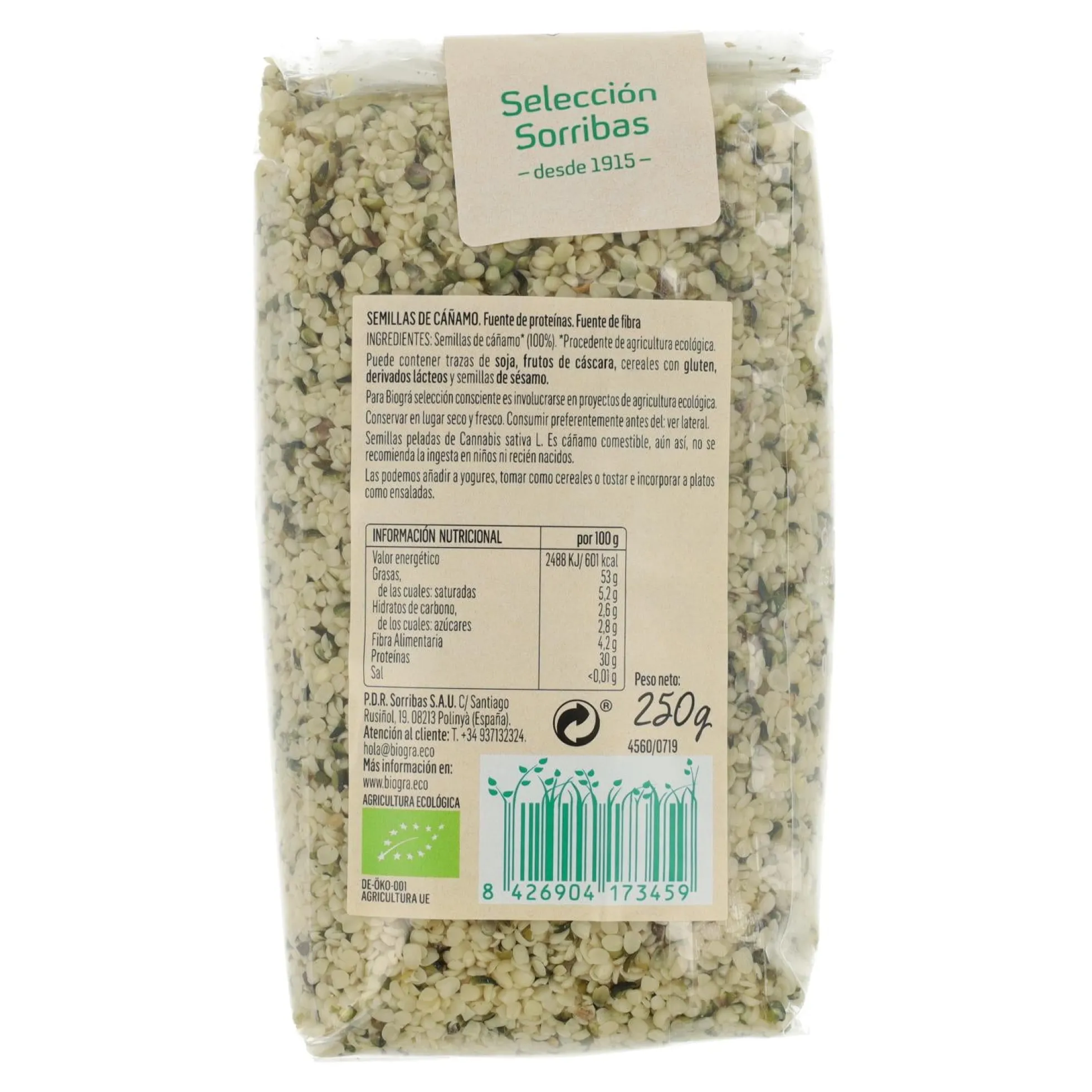 Semillas de Cáñamo peladas BIO Biogra, 250 gr