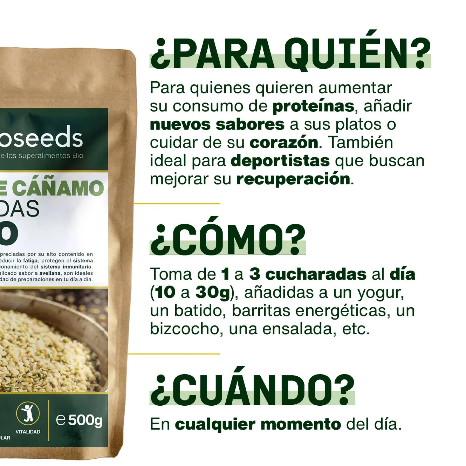 Semillas De Cáñamo Peladas Bio 500g