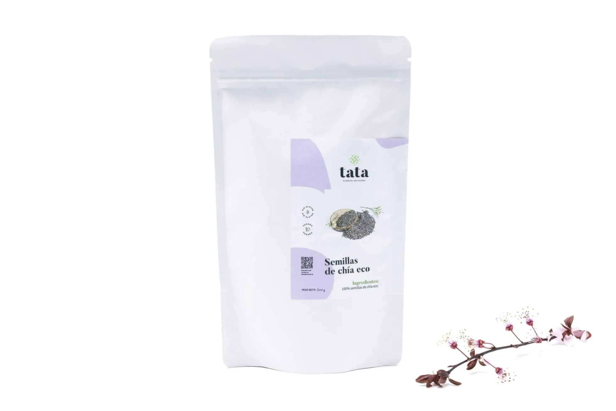 Semillas de chía ecológicas, fuente de omega 3 y fibra para pudding y batidos 200 g
