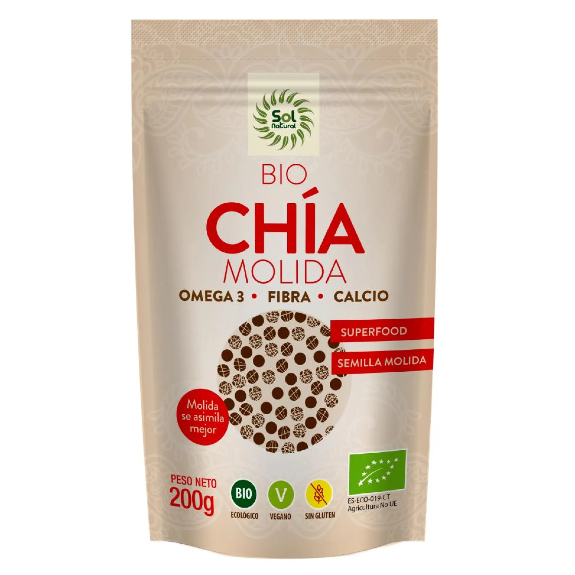 Semillas de Chía Molidas Sol Natural 200g