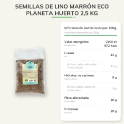Semillas de lino marrón ECO Planeta Huerto 2,5 kg